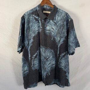 Tommy Bahama 100% silk men's button down shirt size XL *FLAW* short sleeve blue